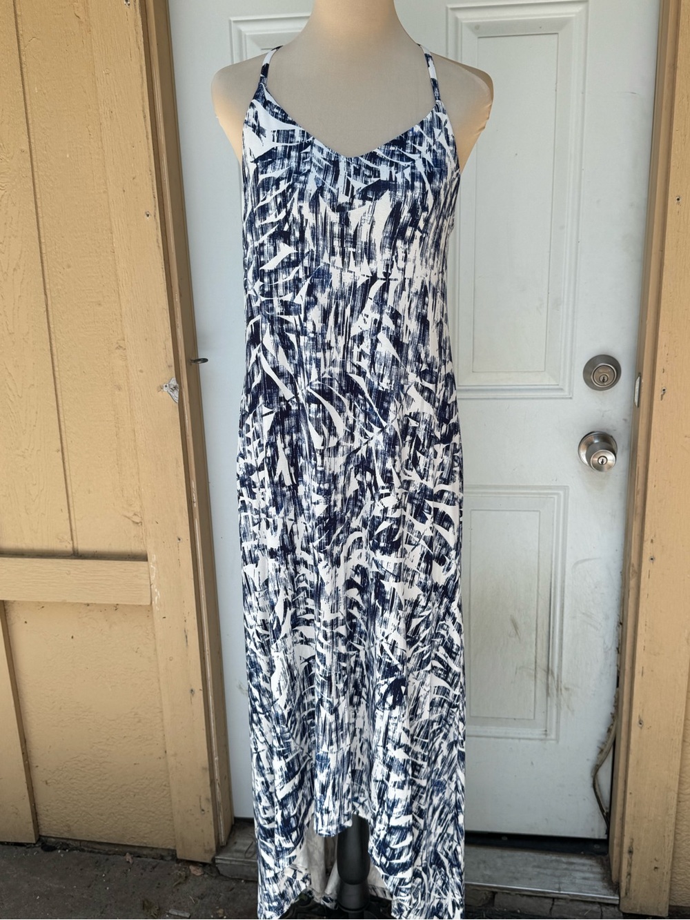 Cynthia Rowley NWT Navy & White Racerback Halter Maxi Dress Beach Party Wedding